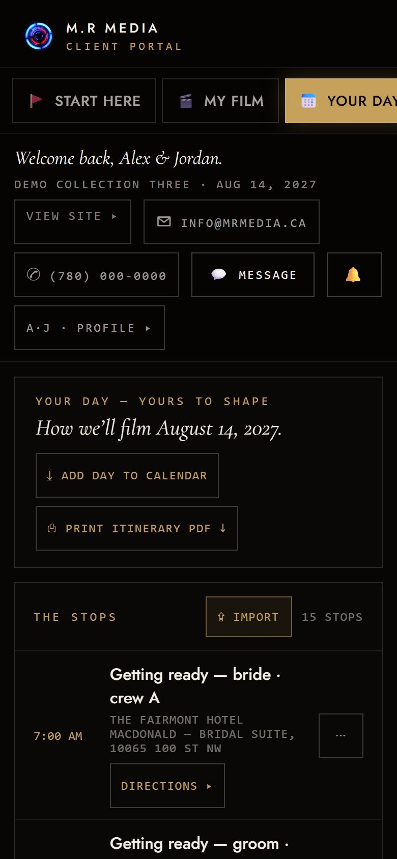 The couple's questionnaire-drafted wedding-day schedule, Arab template