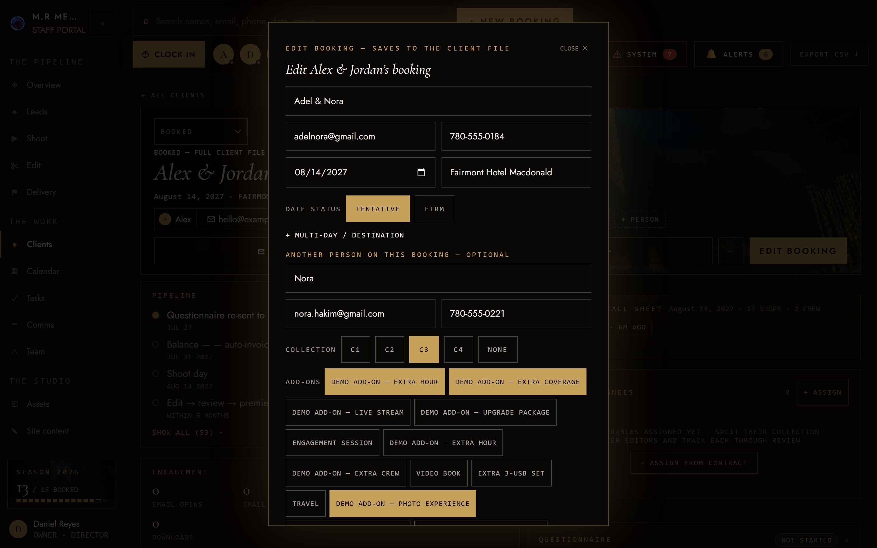 Quiet import toggle in the booking editor