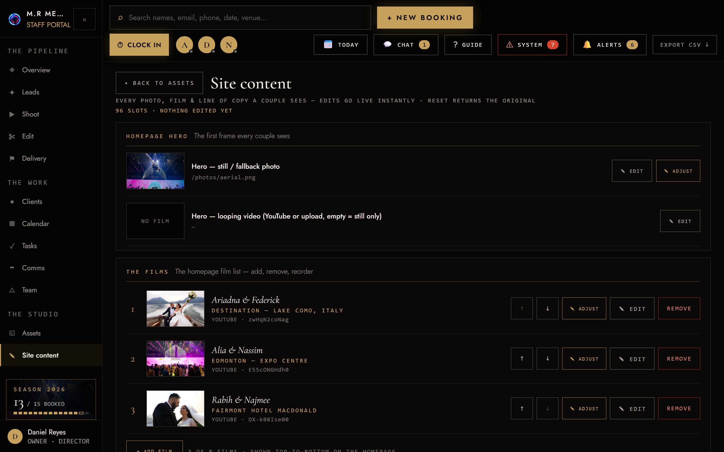 Owner-only site content editor