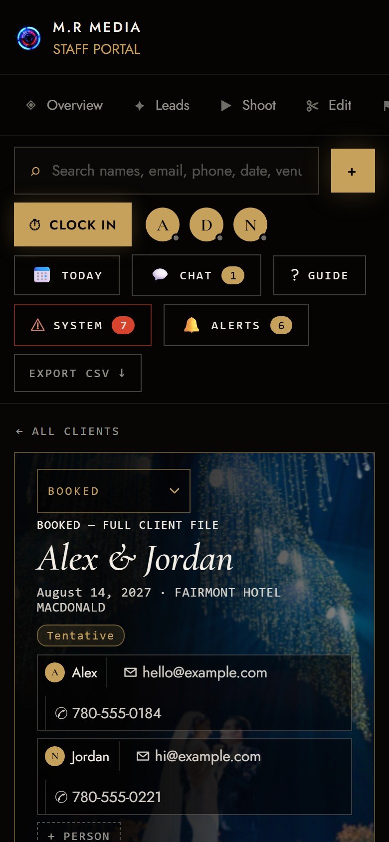 A client file on a phone