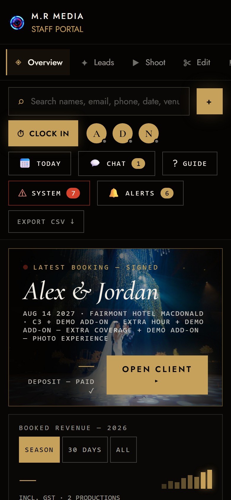 Staff overview on a phone