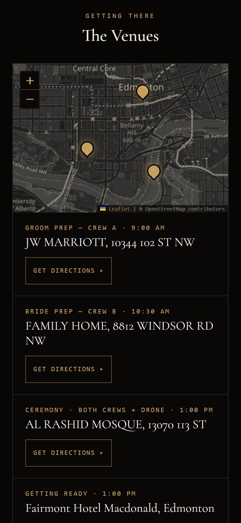 Itinerary with a live venue map
